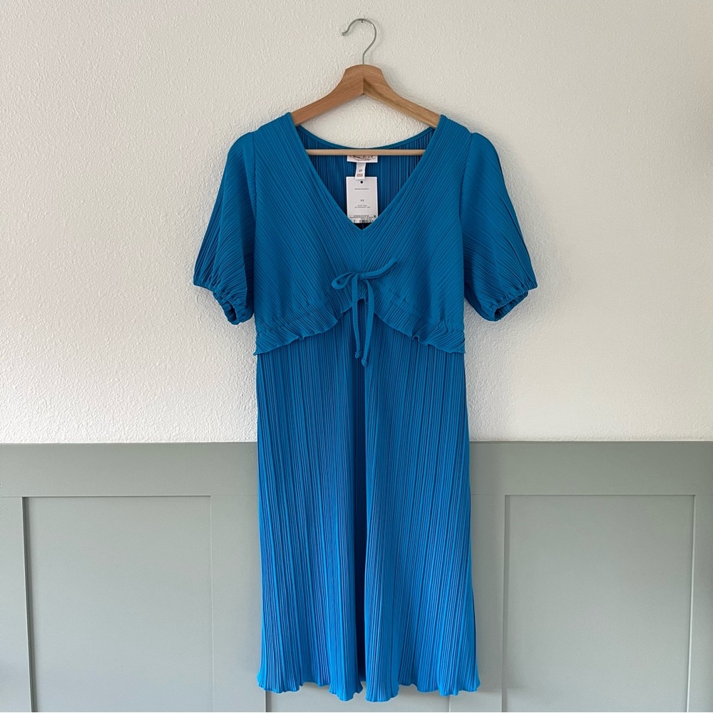 NWT Isabel Maternity Pleated Dress by Ingrid + Isabel in Blue Size XS